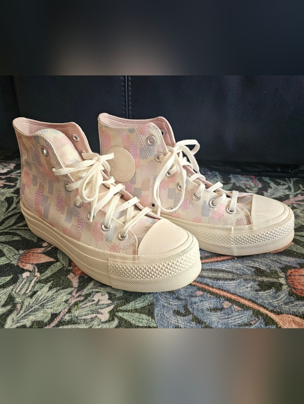 Converse High-Top Sneakers in Pastel Pink and Cream